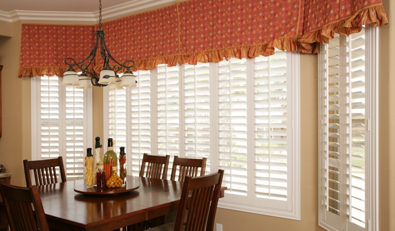 White shutters in Atlanta dining room.